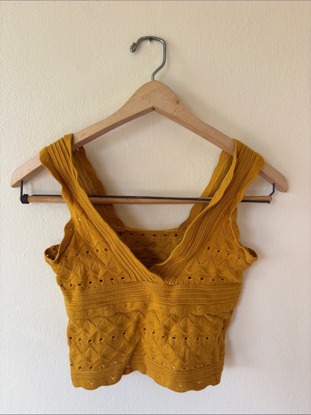 Mustard Knit Crop Tank Top